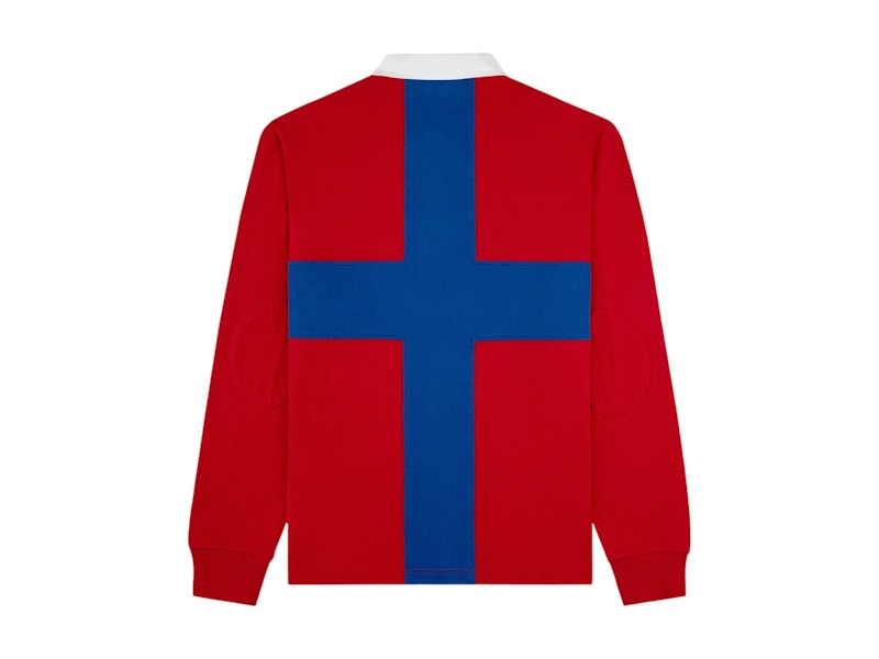 Aime Leon Dore Paneled Sail Rugby Shirt Equestrian Red