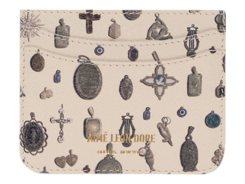 Aime Leon Dore Pendant Printed Leather Card Holder Multicolor