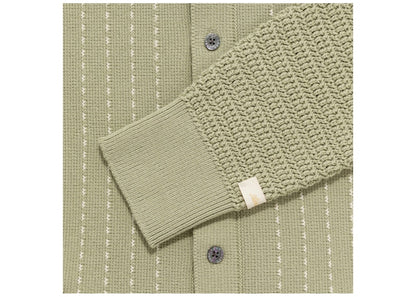 Aime Leon Dore Pinstripe Polo Cardigan Green