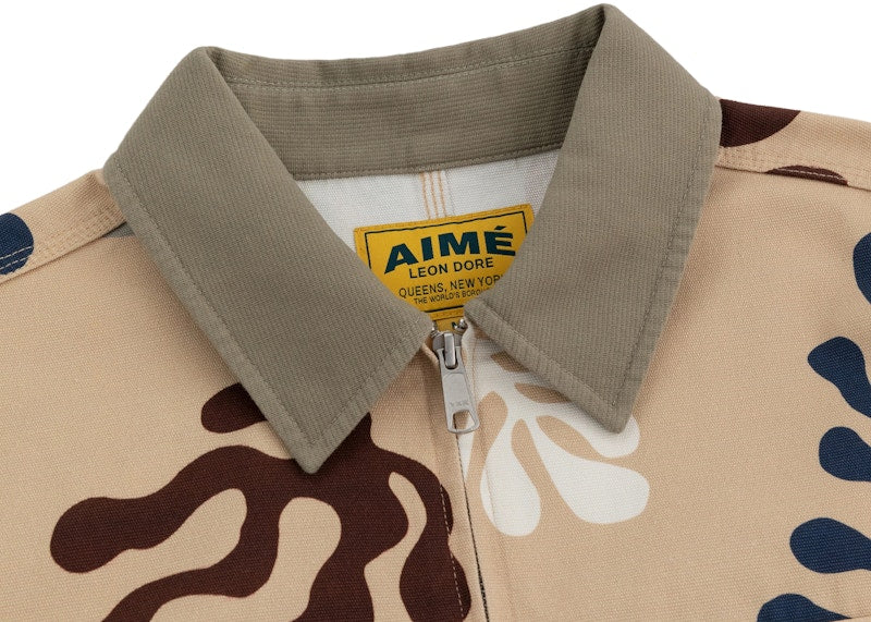 Aime Leon Dore Printed Cutout Workwear Jacket Tan