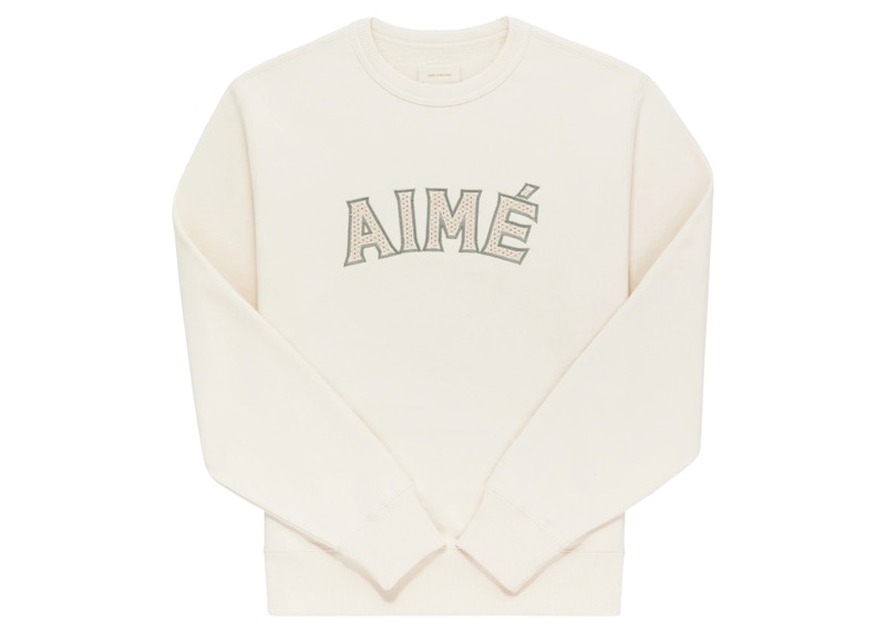 Aime Leon Dore Raffia Appliqué Crewneck Sweatshirt White