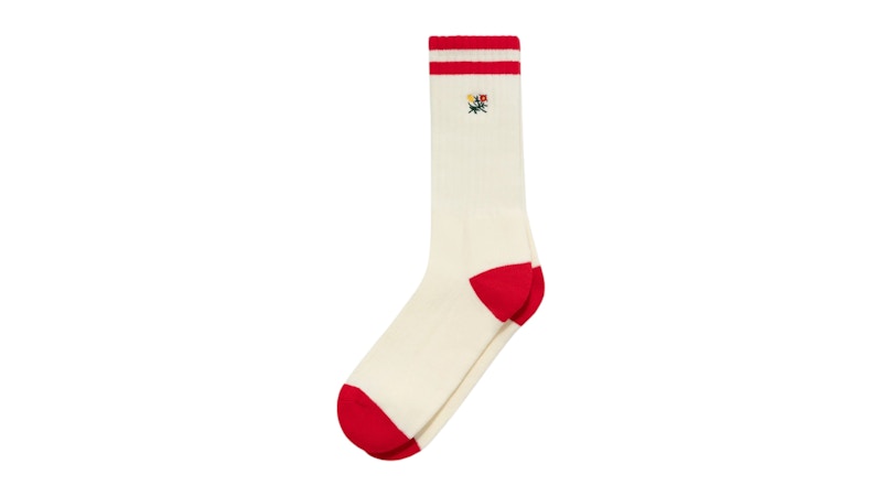 Aime Leon Dore Striped Crest Sock Cream/Red