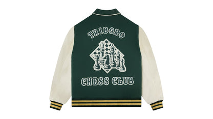 Aime Leon Dore Triboro Chess Club Varsity Jacket Green/Cream
