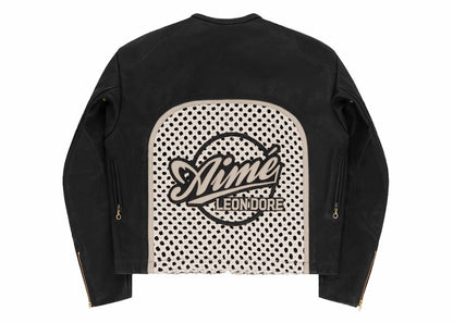Aime Leon Dore Vanson Raffia Leather Jacket Black