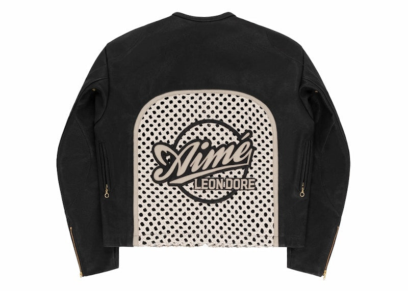 Aime Leon Dore Vanson Raffia Leather Jacket Black