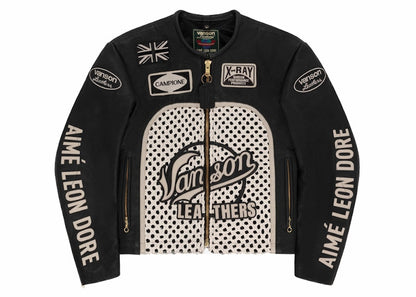 Aime Leon Dore Vanson Raffia Leather Jacket Black