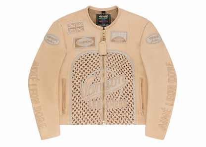 Aime Leon Dore Vanson Raffia Leather Jacket Tan