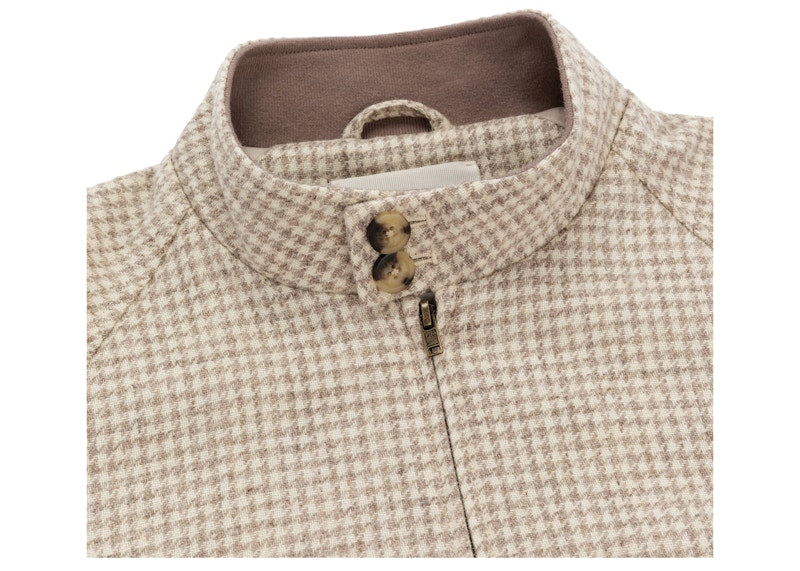 Aime Leon Dore Wool Harrington Jacket Cream Houndstooth