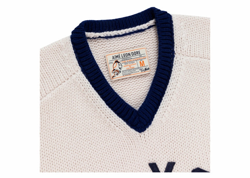 Aime Leon Dore x New York Mets Short-Sleeve Knit Sweater Cream