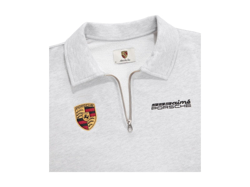Aime Leon Dore x Porsche 993 Turbo Mechanic Quarter Zip Pullover Silver Mix