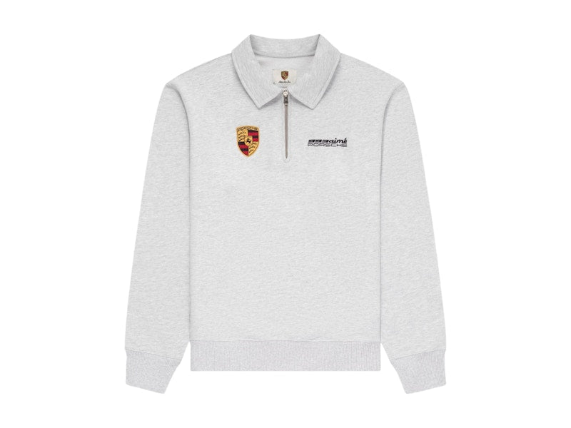 Aime Leon Dore x Porsche 993 Turbo Mechanic Quarter Zip Pullover Silver Mix