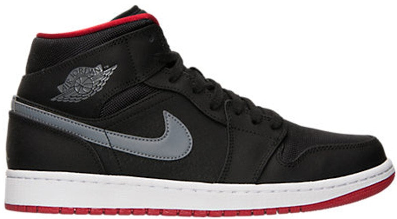 Jordan 1 Mid Black Cool Grey Gym Red