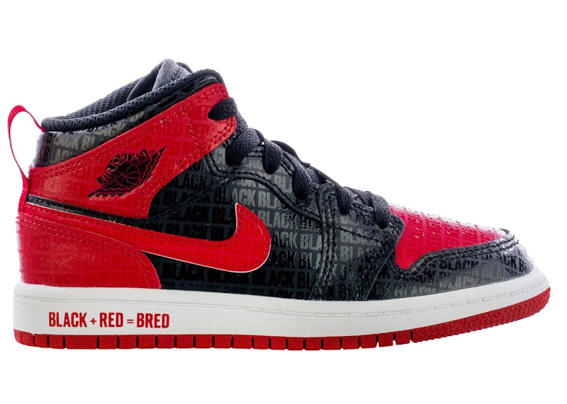 Jordan 1 Mid Black Red Bred (PS)
