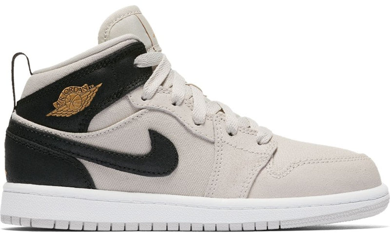 Jordan 1 Mid Light Bone Metallic Gold Black (PS)