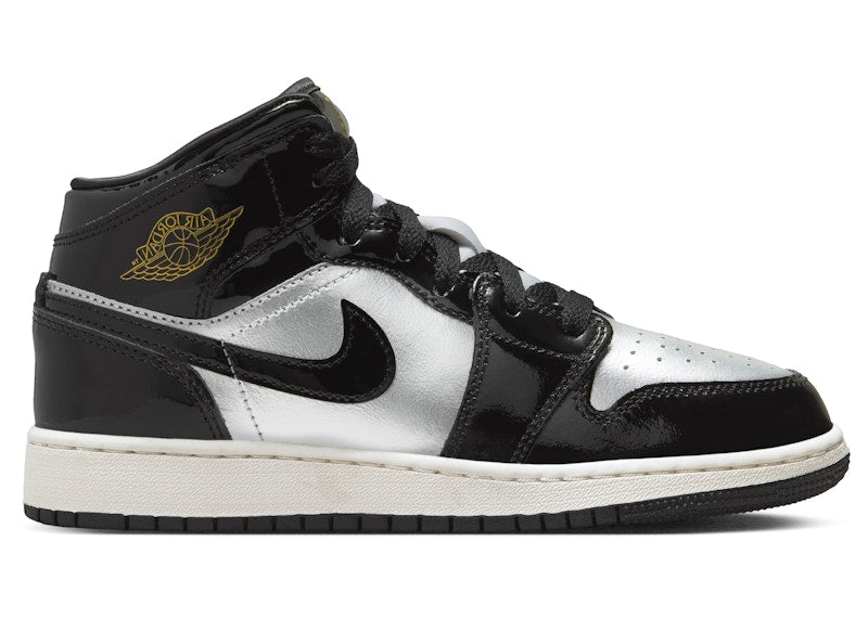 Jordan 1 Mid SE Black Metallic Silver Sail Metallic Gold (GS)
