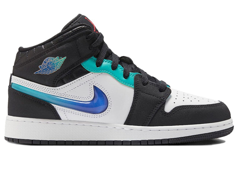 Jordan 1 Mid SE Black White Hyper Jade (GS)