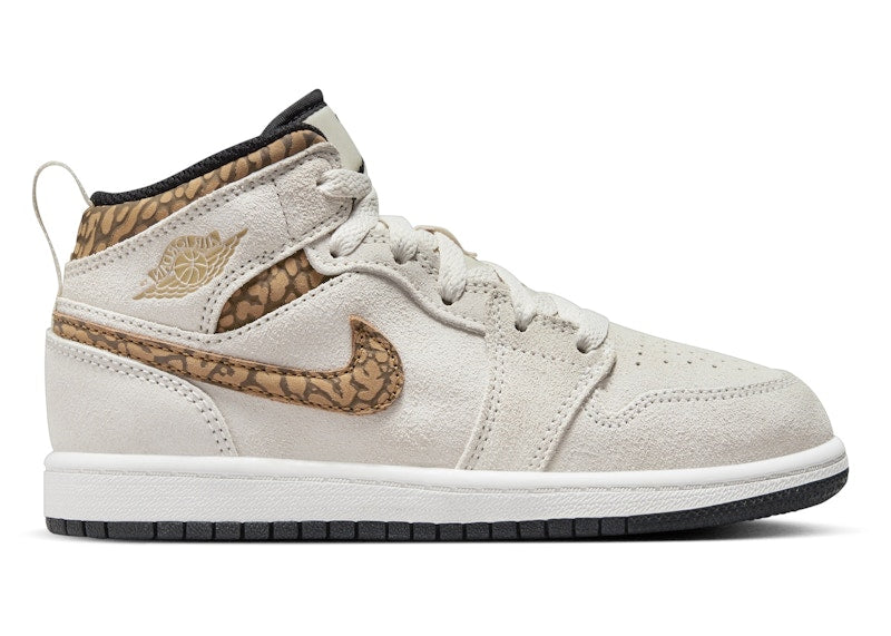Jordan 1 Mid SE Light Orewood Brown White Light British Tan Metallic Gold (PS)