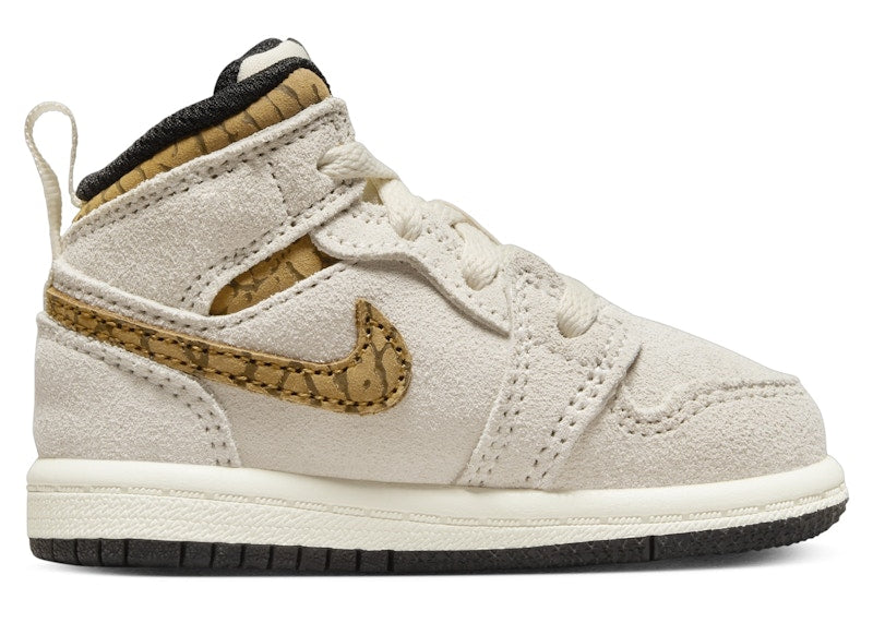 Jordan 1 Mid SE Light Orewood Brown White Light British Tan Metallic Gold (TD)