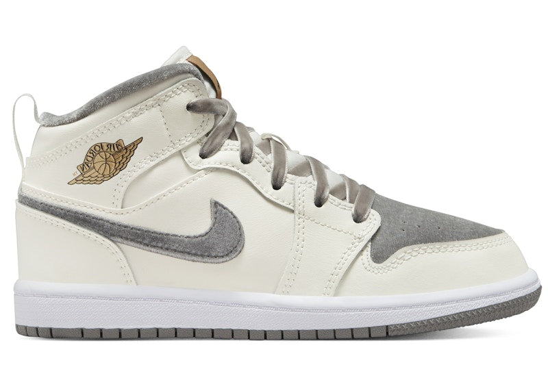 Jordan 1 Mid SE Sail Metallic Gold Flat Pewter (PS)