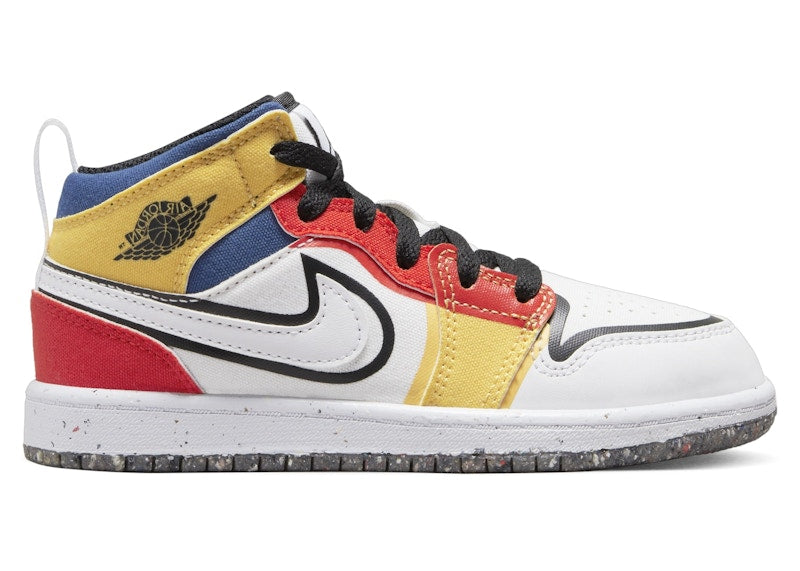 Jordan 1 Mid SE White Picante Red French Blue Black (PS)