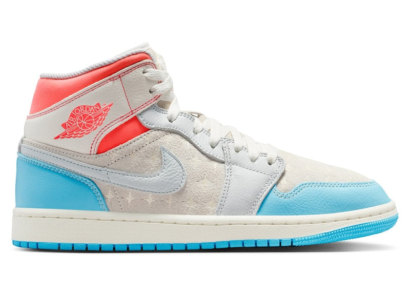 Jordan 1 Mid Sail Hot Lava Blue Chill (Women's)