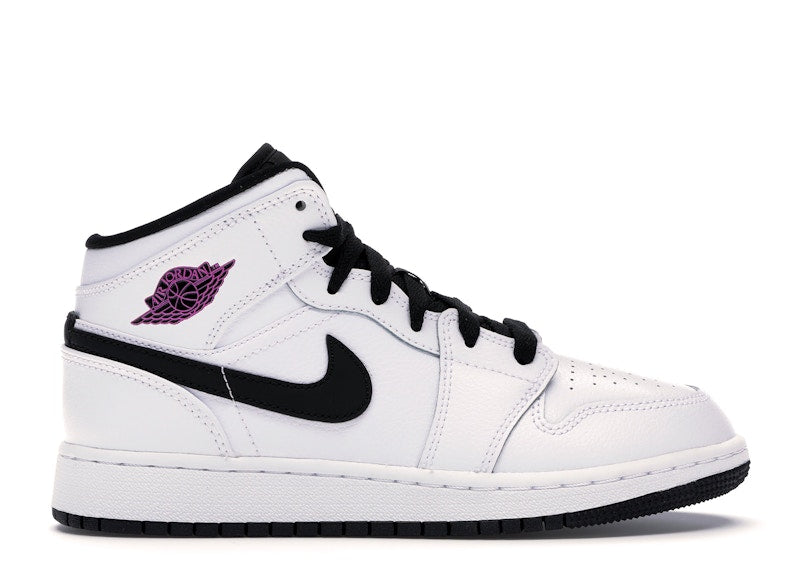 Jordan 1 Mid White Black Fuchsia Blast (GS)