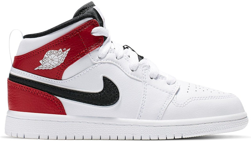 Jordan 1 Mid White Black Gym Red (PS)