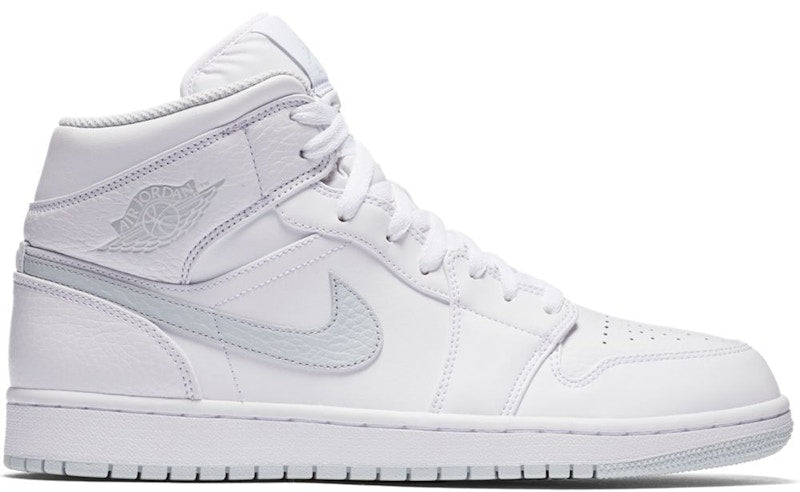 Jordan 1 Mid White Pure Platinum Swoosh