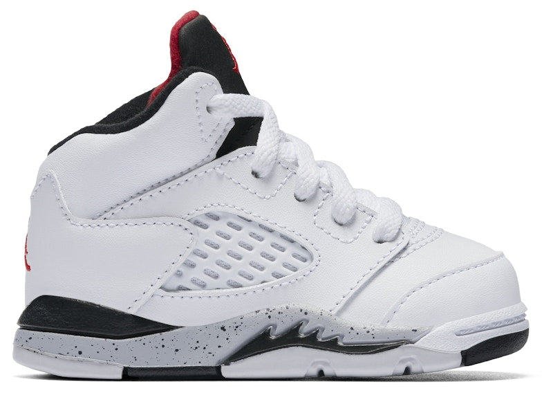 Jordan 5 Retro White Black Matte Silver University Red (TD)