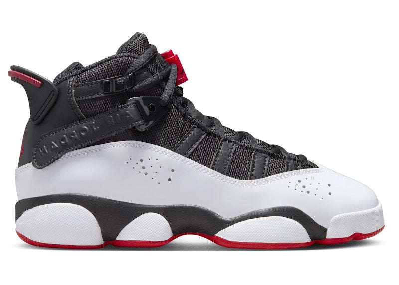 Jordan 6 Rings Black White University Red (GS)