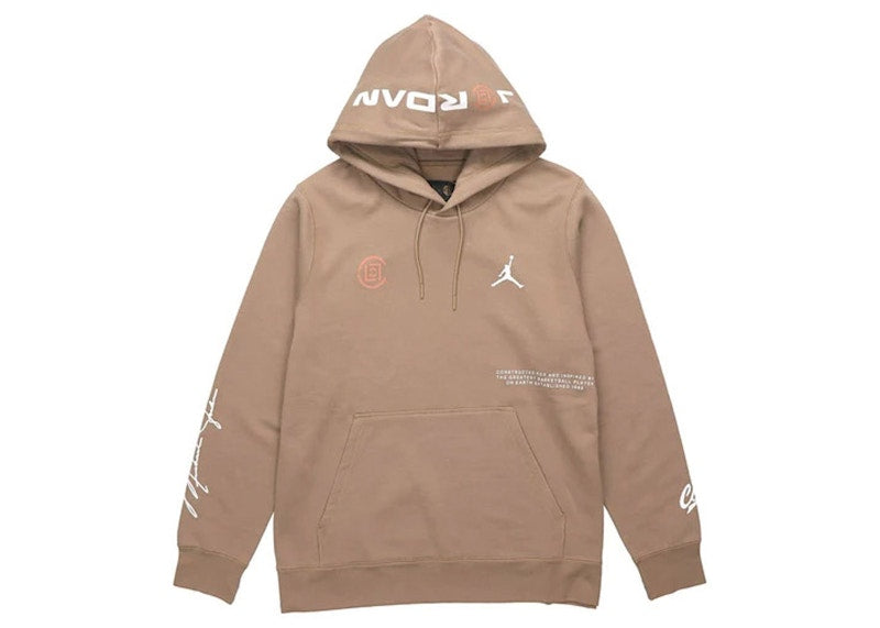 Jordan x CLOT Crossover Logo Printed Hoodie Brown