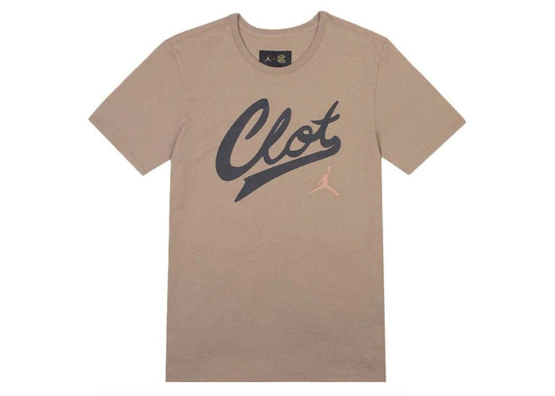Jordan x CLOT Crossover Logo Printed T-Shirt Khaki
