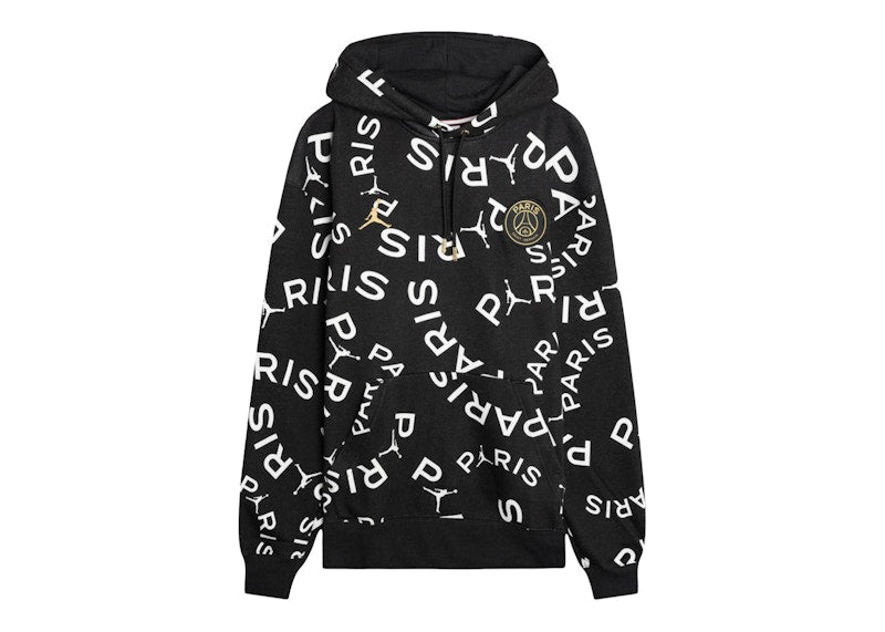 Jordan x Paris Saint-Germain Allover Print Hoodie Black