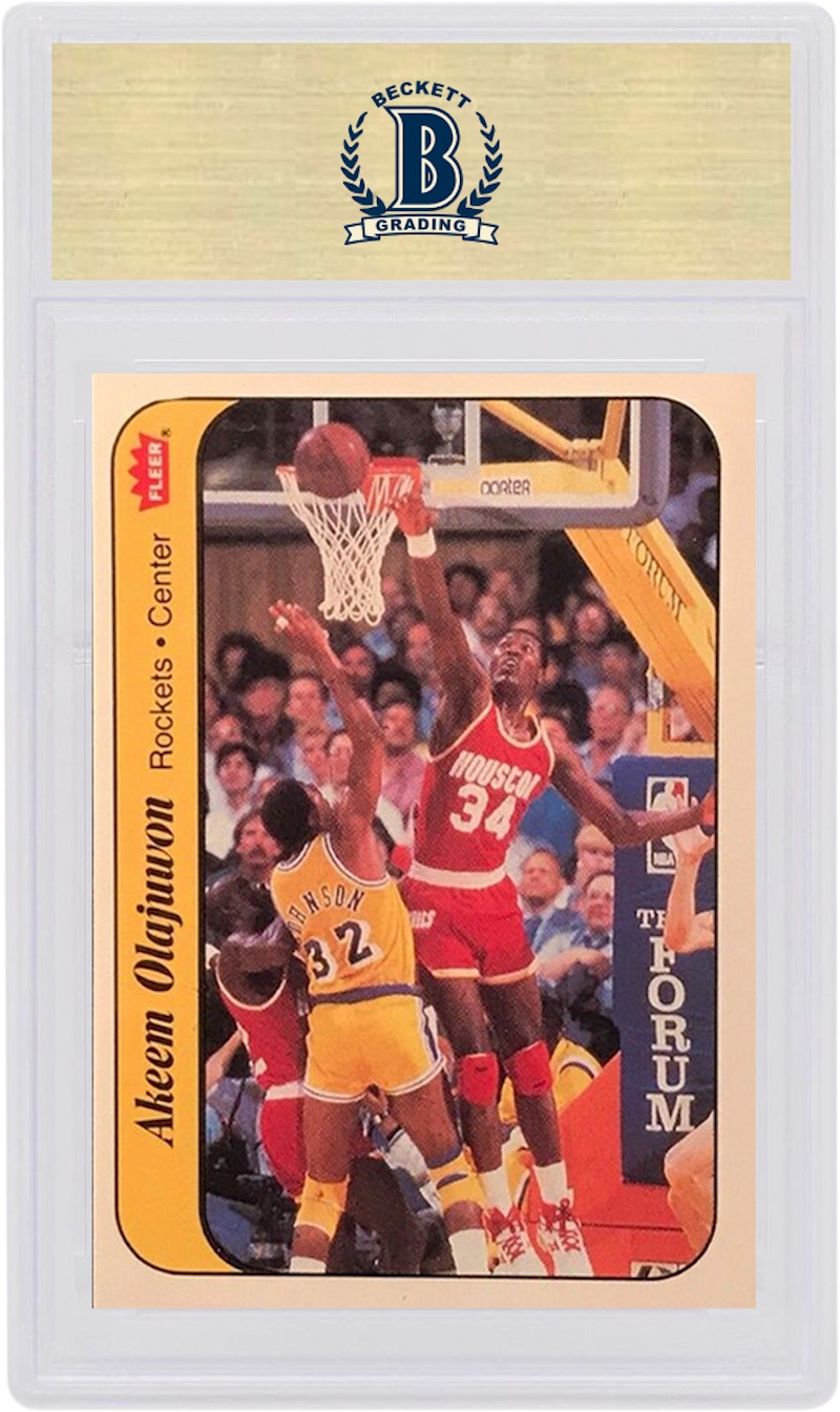 Akeem Olajuwon 1986 Fleer Sticker Rookie #9 (PSA or BGS Graded)