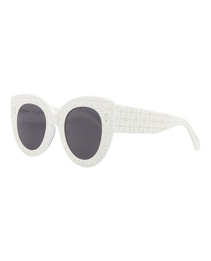 Alaia Cat Eye-Frame Acetate Sunglasses White White Grey (AA0042S-30008459-002)