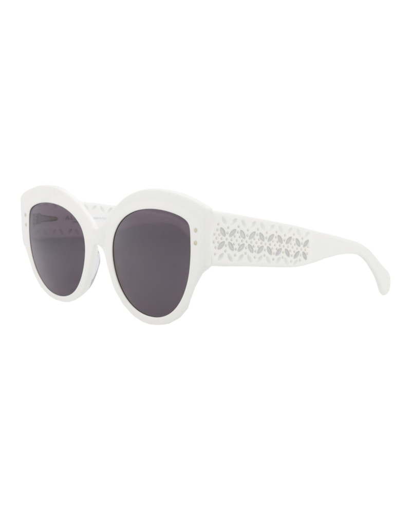 Alaia Round-Frame Acetate Sunglasses White White Grey (AA0040S-30008456-002)
