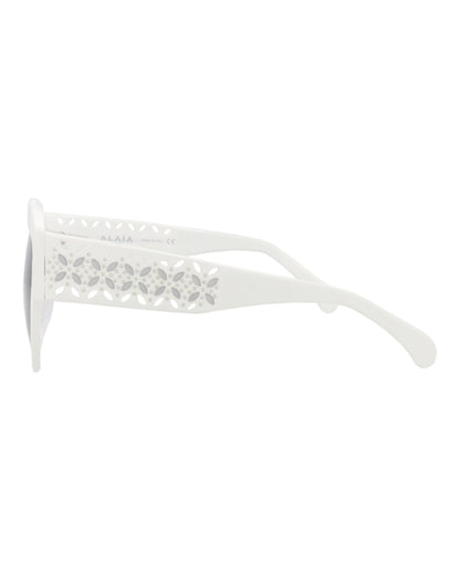 Alaia Round-Frame Acetate Sunglasses White White Grey (AA0040S-30008456-002)