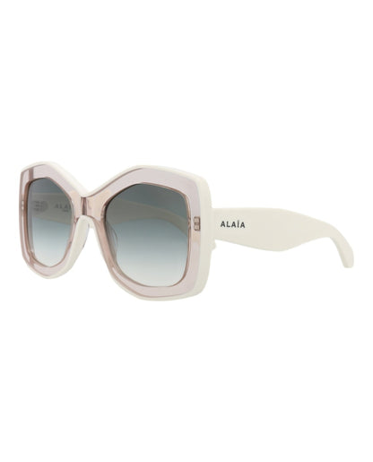 Alaia Square-Frame Recycled Acetate Sunglasses Nude White Green (AA0066S-30014220-002)