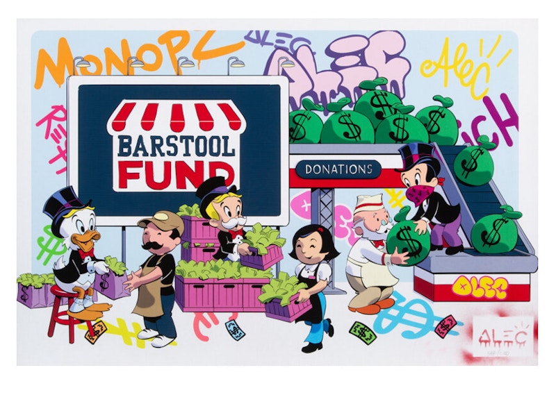 Alec Monopoly Monopz Saves Small Biz Barstool Fund Print (Stencil Signed, Edition of 1000)