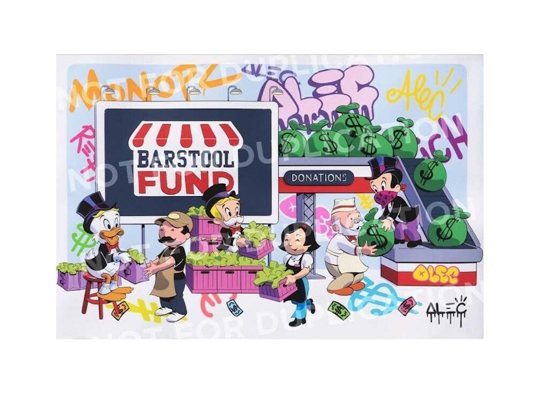 Alec Monopoly Monopz Saves Small Biz Barstool Fund Print (Stencil Signed, Edition of 500)