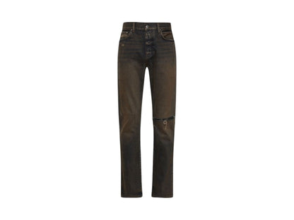 AMIRI Bar Logo Dark Wash Straight Leg Jeans Dark Brown