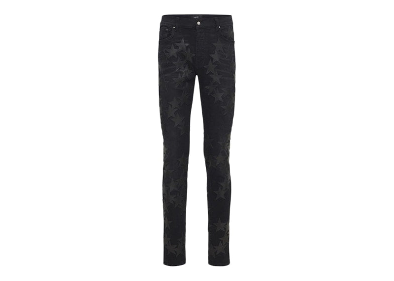 AMIRI Chemist Leather Star Aged Jeans Black
