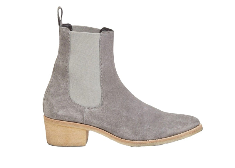 AMIRI Crepe Pointy Toe Chelsea Boots Slate Grey Suede