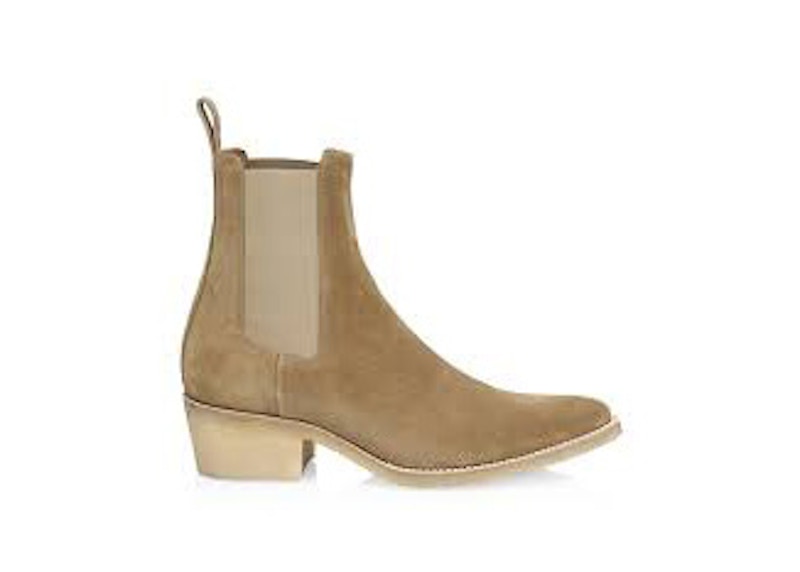 AMIRI Crepe Pointy Toe Chelsea Boots Tan Suede