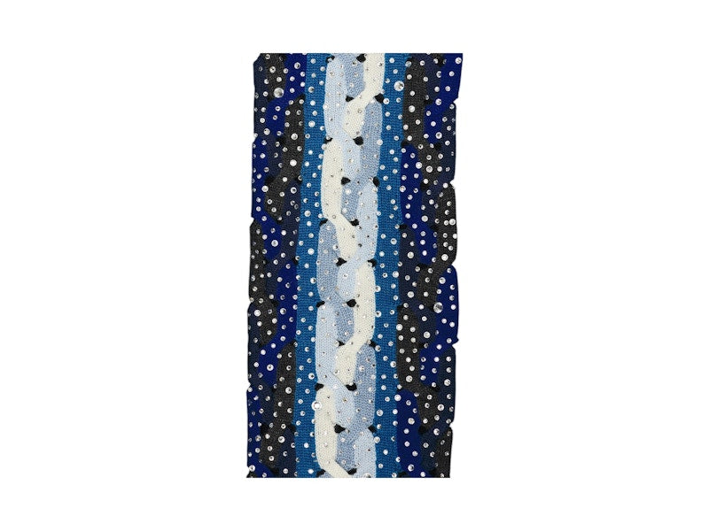 AMIRI Crystal Cable Knit Polo Black/Blue