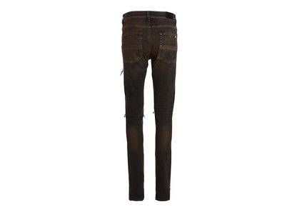 AMIRI MX1 Viscose Ultrasuede Skinny Jeans Blue/Yellow