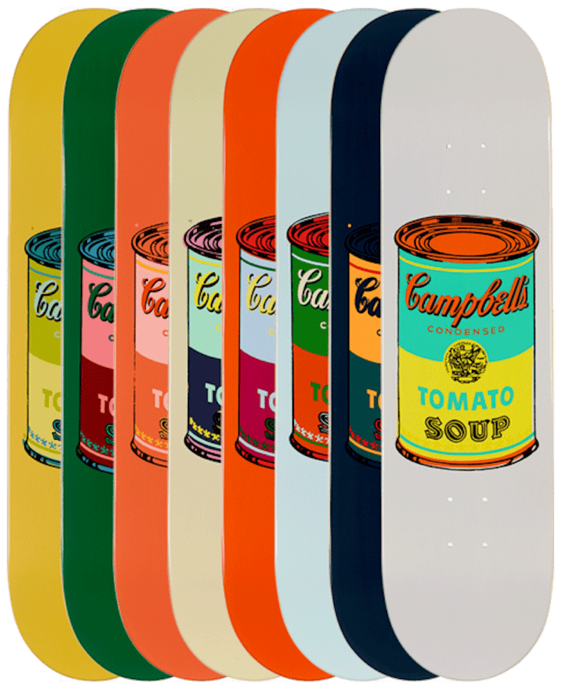 Andy Warhol Coloured Campbell's Soup Cans Skateboard  Deck Set of 8 Multi