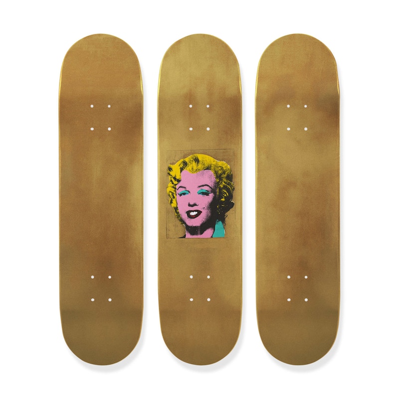Andy Warhol Gold Marilyn Monroe Triptych Skateboard Deck Set Gold