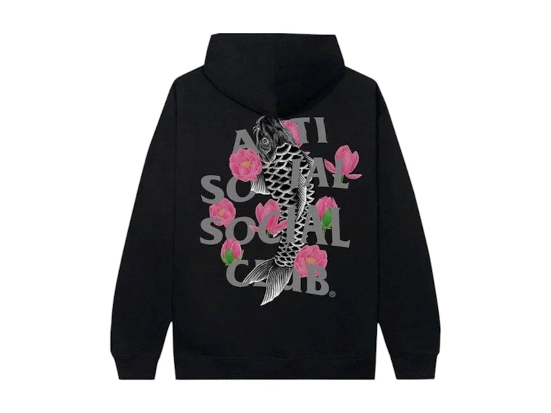 Anti Social Social Club 3M Reflective Japanese Koy Pullover Hoodie Black