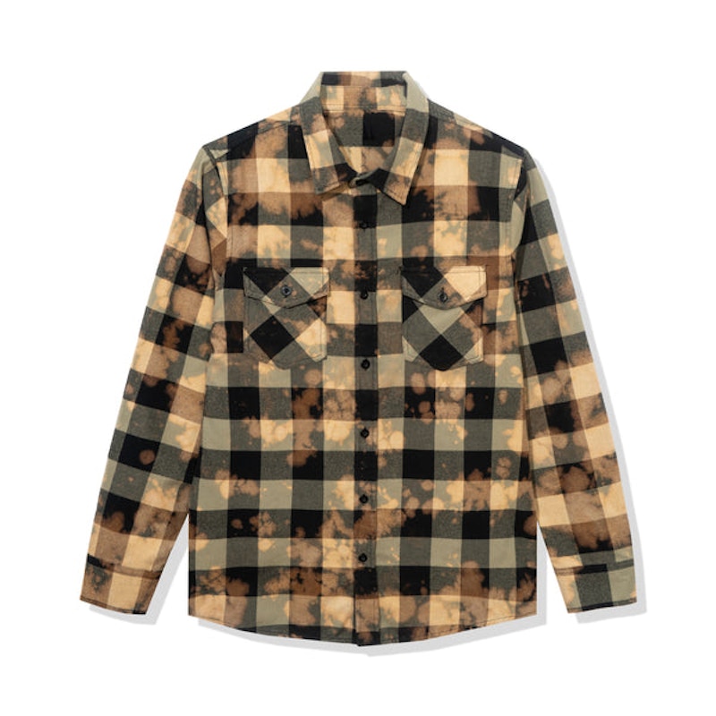 Anti Social Social Club Dialtone Flannel Olive Tie Dye